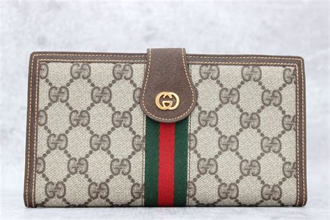 gucci brown leather monogram wallet|personalized Gucci wallet.